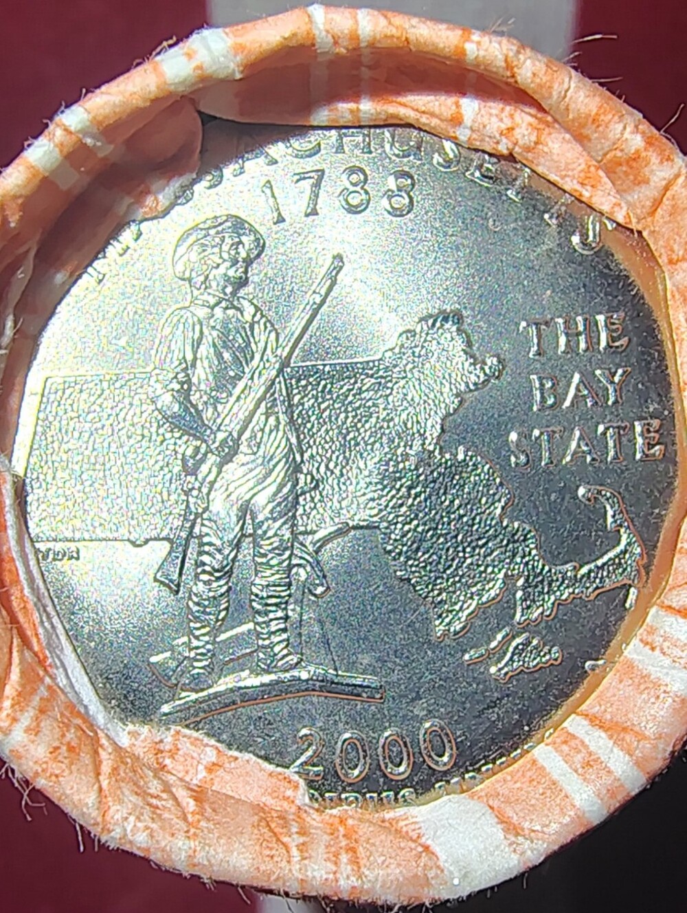 🇺🇸Roll of Uncirculated Massachusetts State Quarters Layered in 24kt Gold🇺🇸